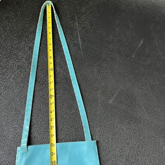 PATRIZIA PEPE Turquoise Leather Stitch Shoulder Bag Crossbody Purse Casual - Picture 9 of 9